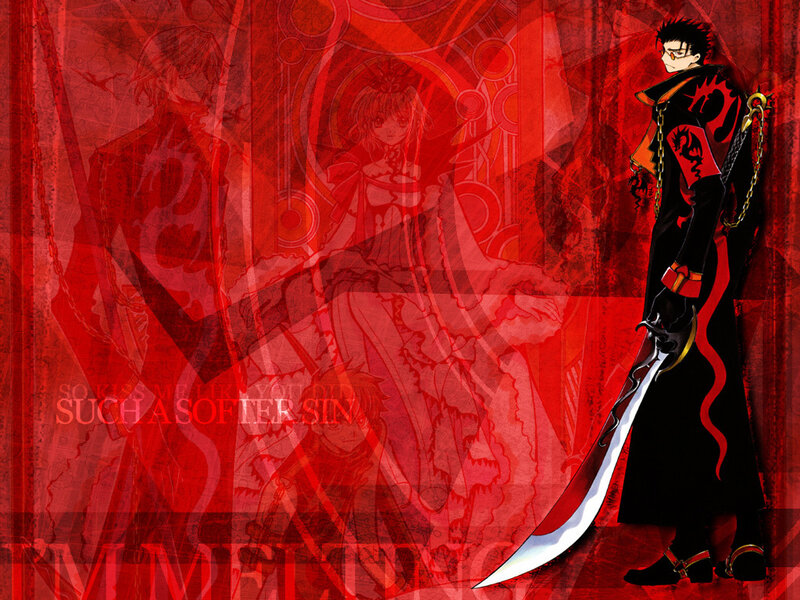 Anime Character with Sword — Red, Dramatic, Manga, Chains