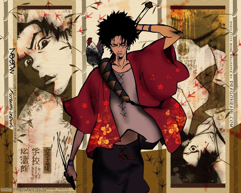 Anime Character with Sword — Red, Dramatic, Manga, Chicken, Kimono