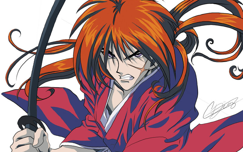 Anime Character with Sword — Red, Dramatic, Manga, Hair