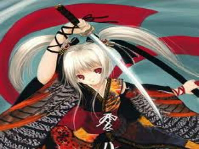 Anime Character with Sword — Red, Dramatic, Manga, Long Hair