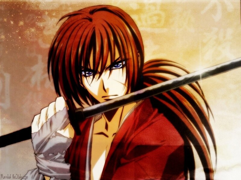 Anime Character with Sword — Red, Dramatic, Manga, Red Hair, Blue Eyes