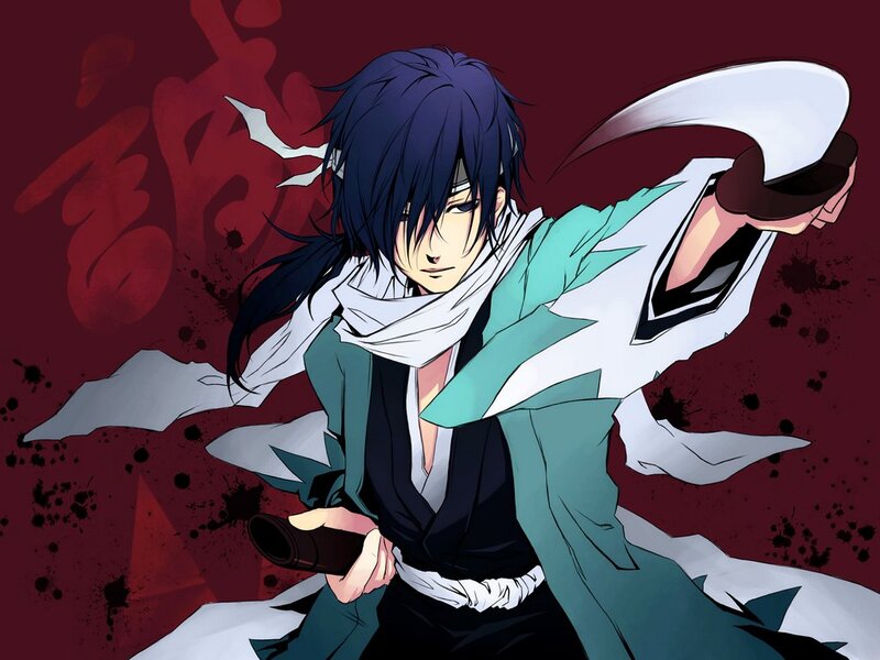 Anime Character with Sword — Red, Dramatic, Manga, Scarf
