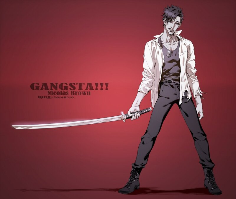 Anime Character with Sword — Red, Dramatic, Manga, White Shirt
