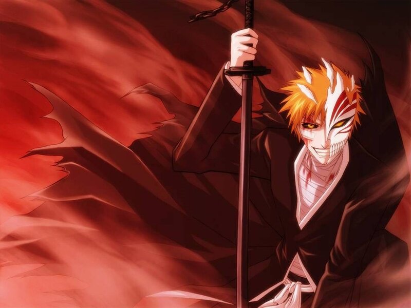 Anime Character with Sword — Red, Dramatic, Mask