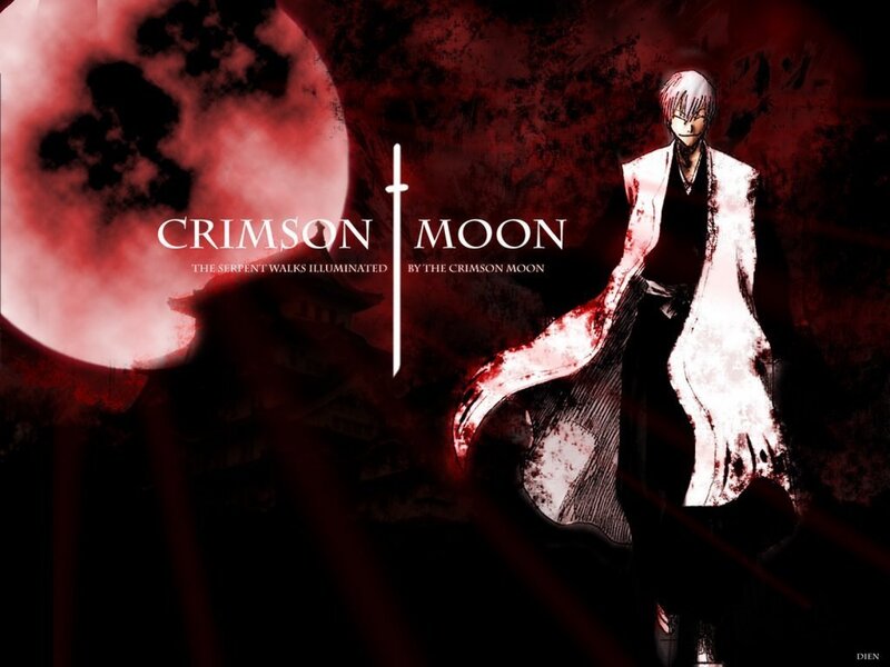 Anime Character with Sword — Red, Dramatic, Night, Manga, Red Moon