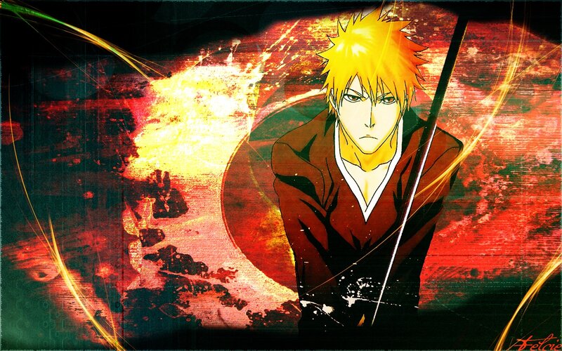 Anime Character with Sword — Red, Dramatic, Spiky Hair
