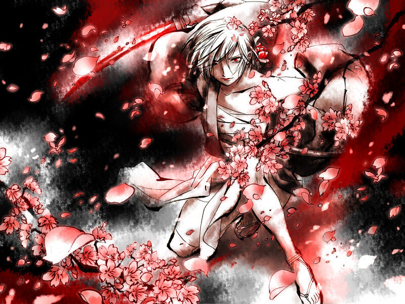 Anime Character with Sword — Red, Dramatic, Spring