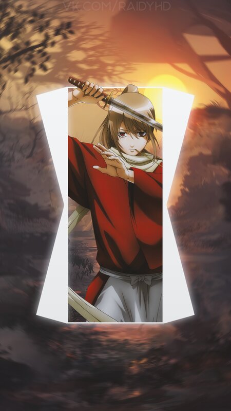 Anime Character with Sword — Red, Dramatic, Sunset, Red Robe