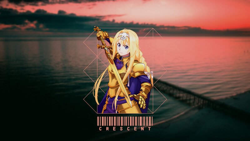 Anime Character with Sword — Red, Dramatic, Sunset, Sea