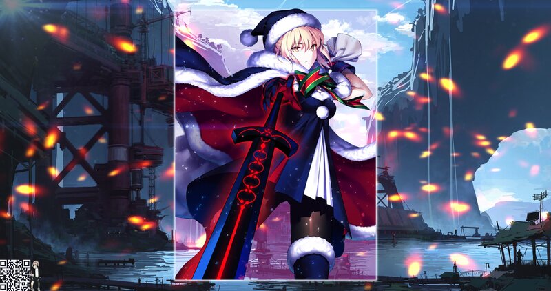 Anime Character with Sword — Red, Dramatic, Winter