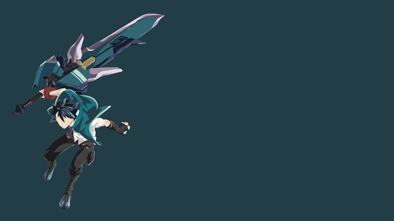 Anime Character with Sword — Teal, Action