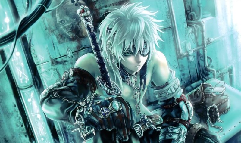 Anime Character with Sword — Teal, Dramatic, Digital Art
