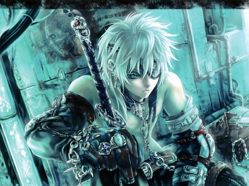 Anime Character with Sword — Teal, Dramatic