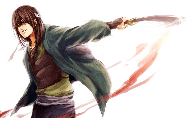 Anime Character with Sword — White, Action