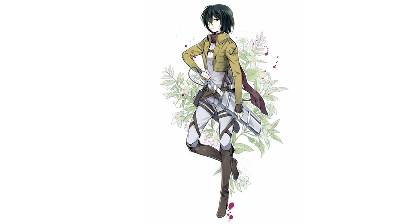 Anime Character with Sword — White, Calm, Digital Art, Flowers