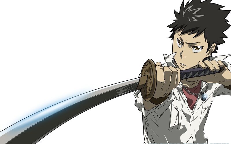 Anime Character with Sword — White, Determined, White Shirt