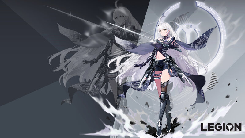 Anime Character with Sword — White, Dramatic, Digital Art, Cape, Robotic Armor