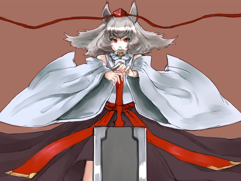 Anime Character with Sword — White, Dramatic, Digital Art, Cat Ears