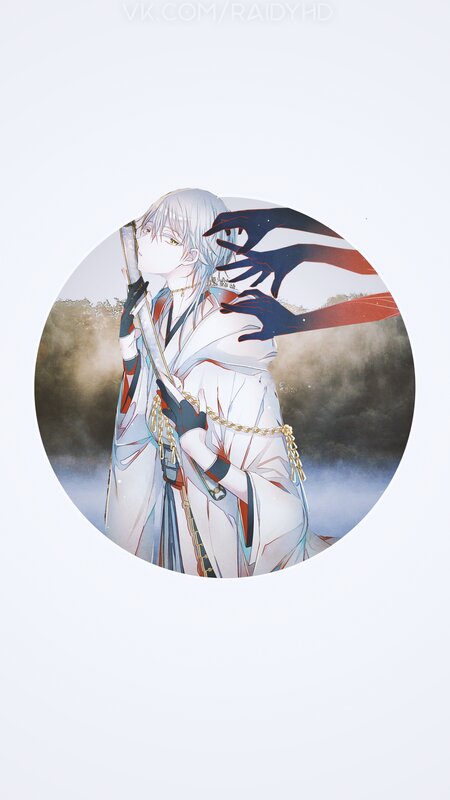 Anime Character with Sword — White, Dramatic, Digital Art, Hands