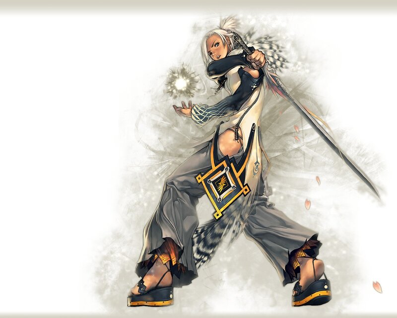 Anime Character with Sword — White, Dramatic, Digital Art, Magic, Feathered Cloak