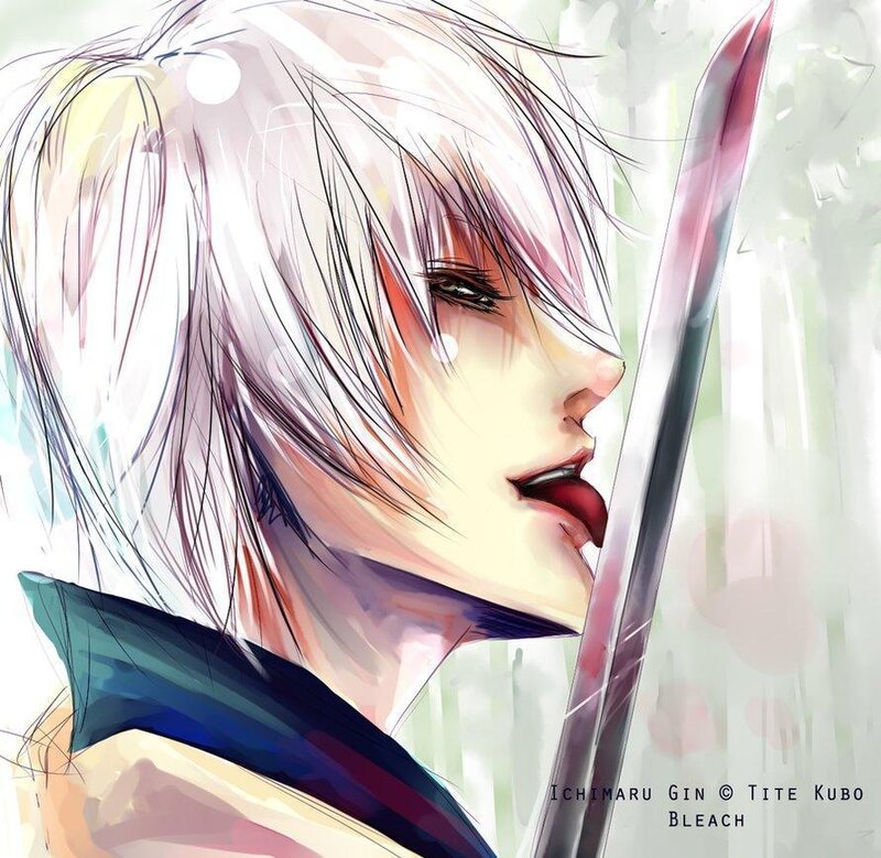 Anime Character with Sword — White, Dramatic, Manga
