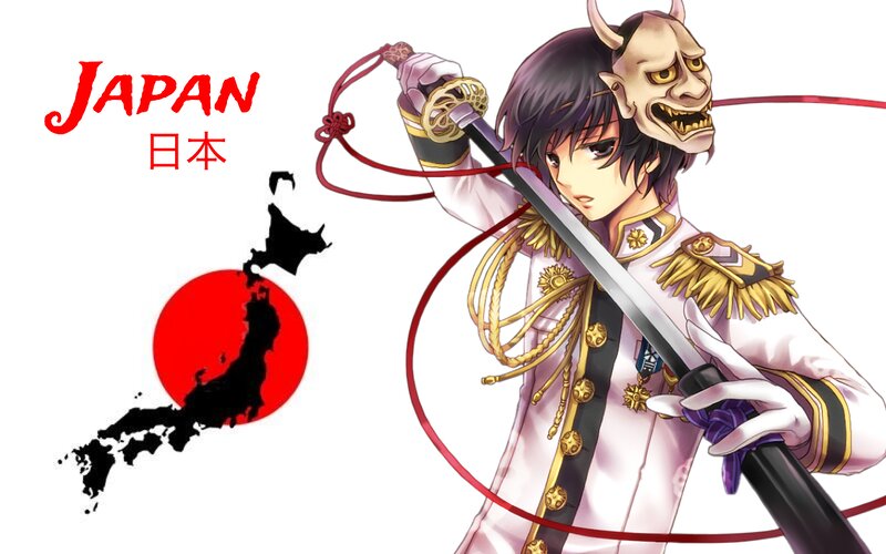 Anime Character with Sword — White, Dramatic, Mask, Map