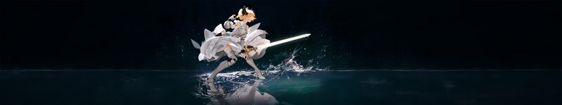 Anime Character with Sword — White, Dramatic, Night, Digital Art, Water, Armor