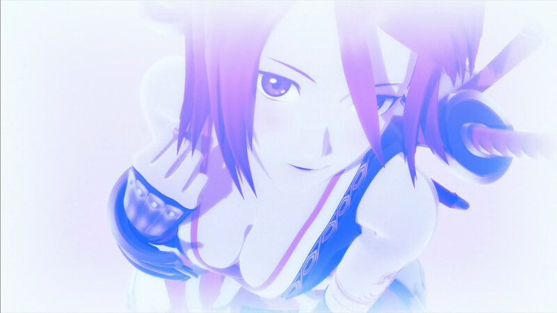 Anime Character with Sword — White, Dramatic, Purple Hair