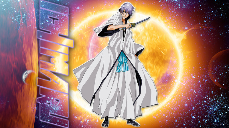 Anime Character with Sword — White, Dramatic, Space