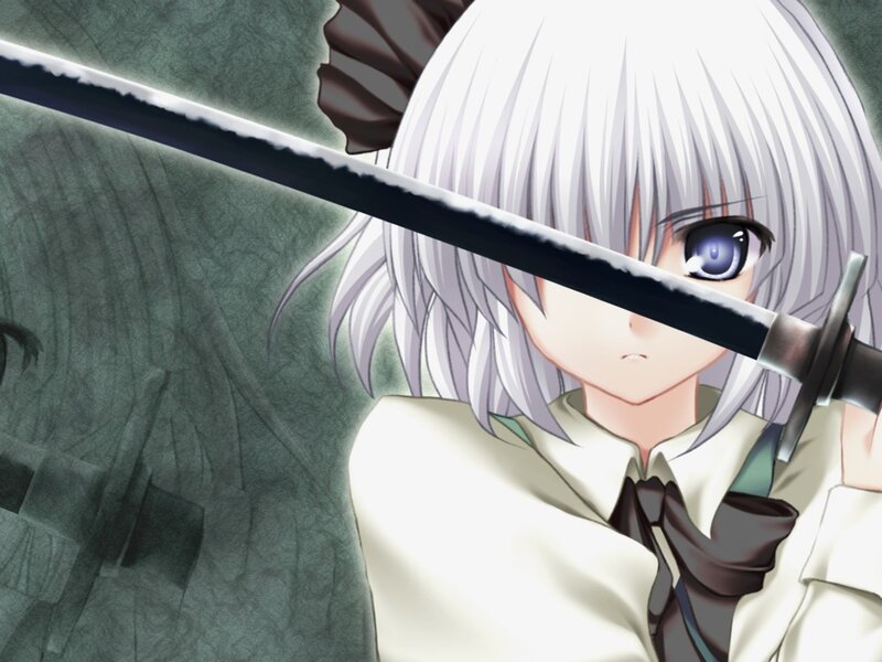 Anime Character with Sword — White, Dramatic, White Hair, Blue Eyes