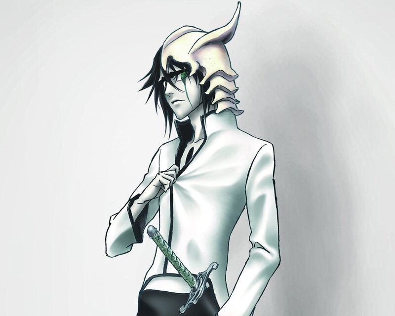 Anime Character with Sword — White, Serious, Manga