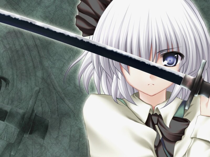 Anime Character with Sword — White, Serious, White Hair