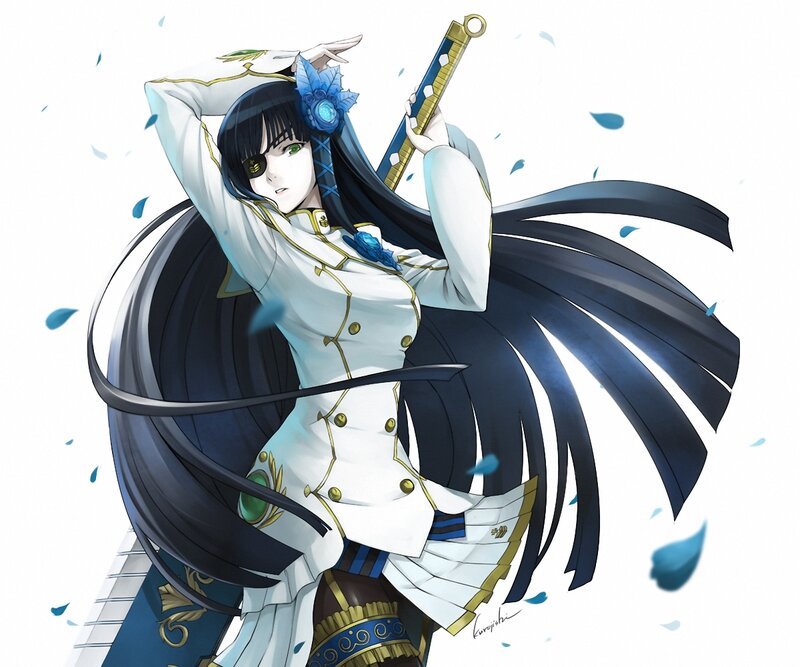Anime Character with Sword — White
