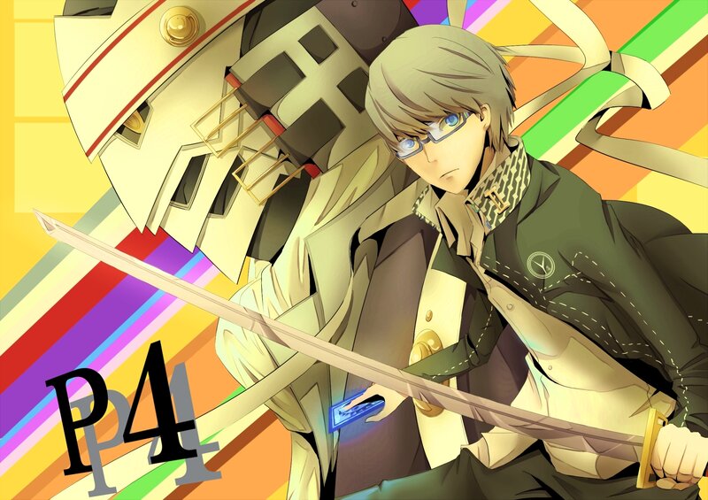 Anime Character with Sword — Yellow, Dramatic, Glasses