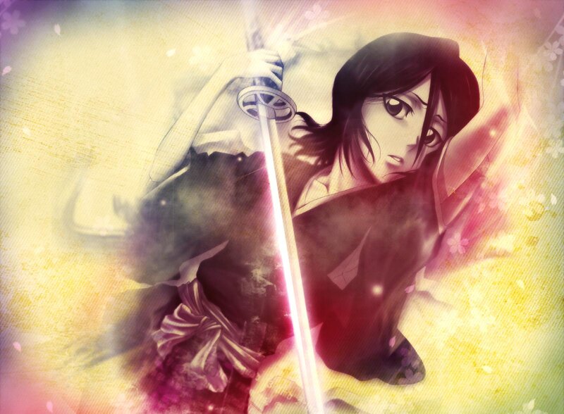 Anime Character with Sword — Yellow, Dramatic, Spring