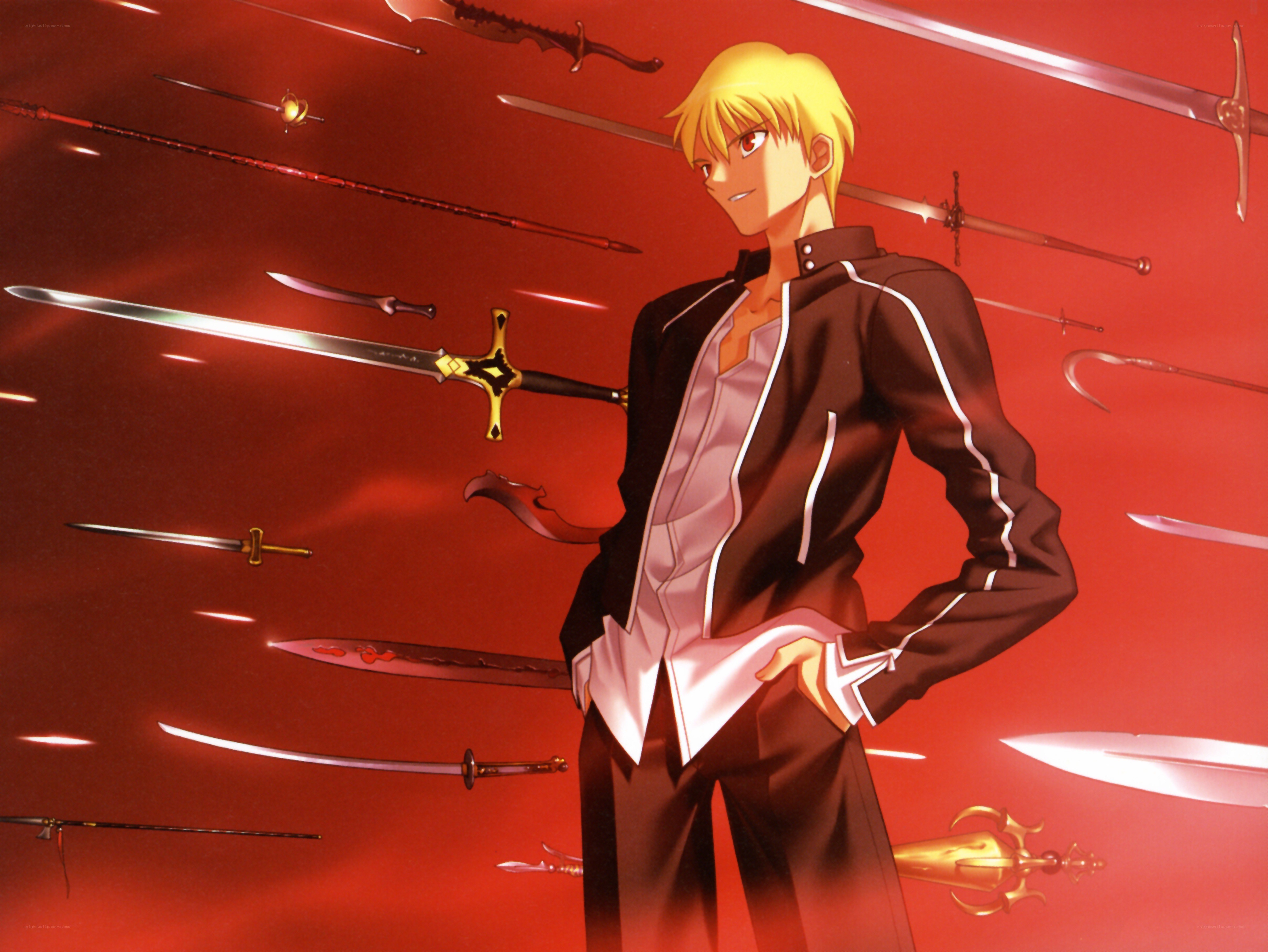 anime character with swords