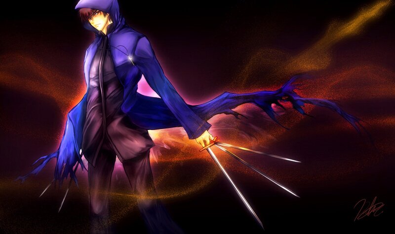 anime character with swords