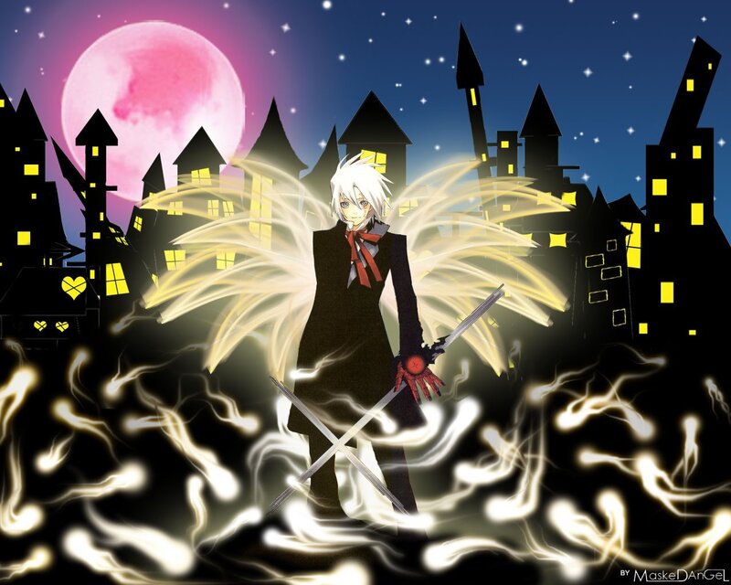 Anime character with swords and wings
