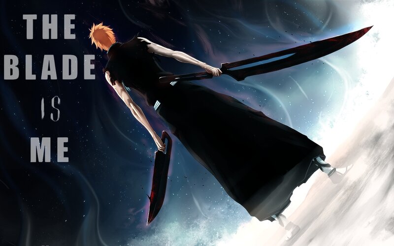 Anime Character with Swords — Black, Dramatic, Dark Cloak