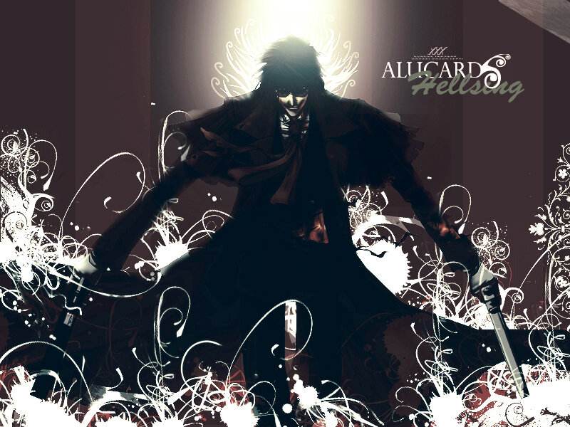Anime Character with Swords — Black, Dramatic, Digital Art, Dark Coat