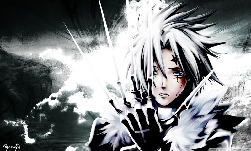 Anime Character with Swords — Black, Dramatic, Furry Cloak