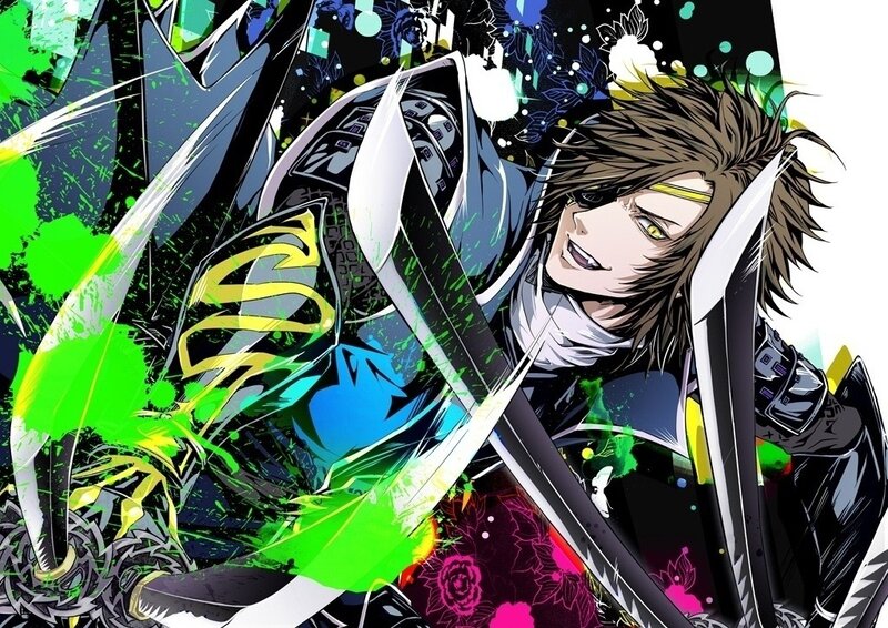 Anime Character with Swords — Black, Dramatic, Manga, Splatter