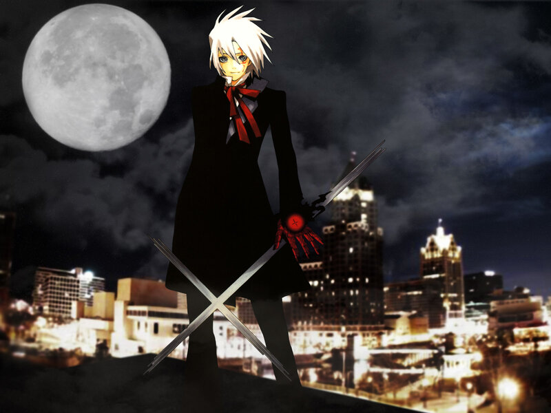 Anime Character with Swords — Black, Dramatic