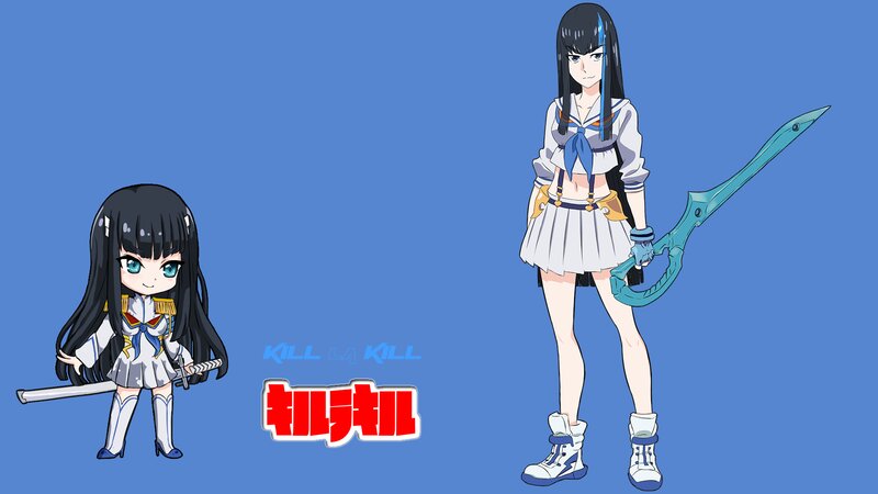 Anime Character with Swords — Blue, Confident