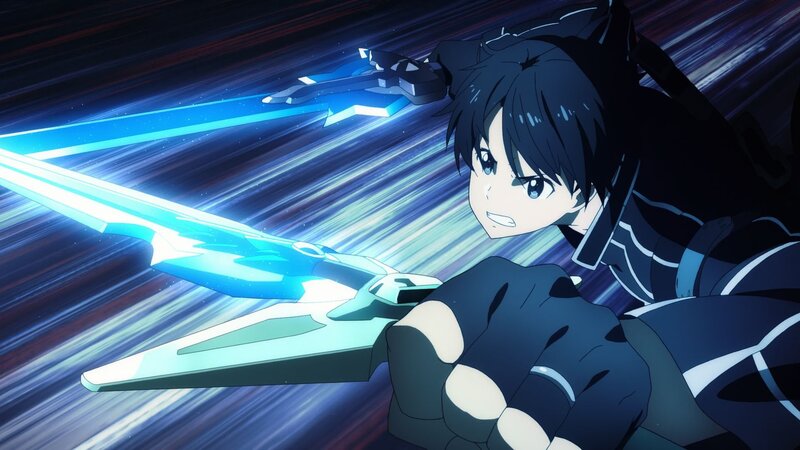 Anime Character with Swords — Blue, Dramatic, Action