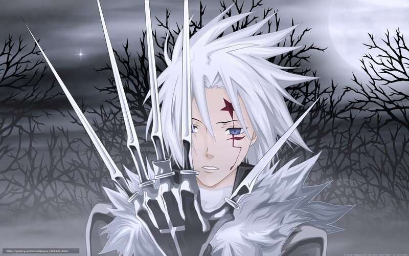 Anime Character with Swords — Gray, Dramatic, Night, Manga