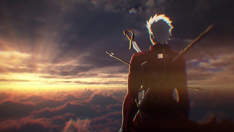 Anime Character with Swords — Orange, Dramatic