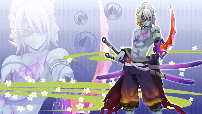 Anime Character with Swords — Purple, Dramatic, Digital Art