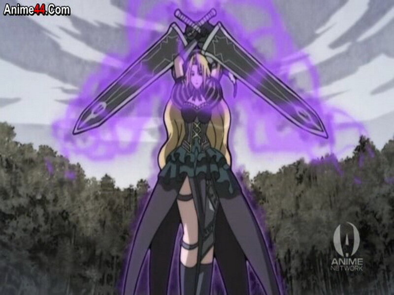 Anime Character with Swords — Purple, Dramatic