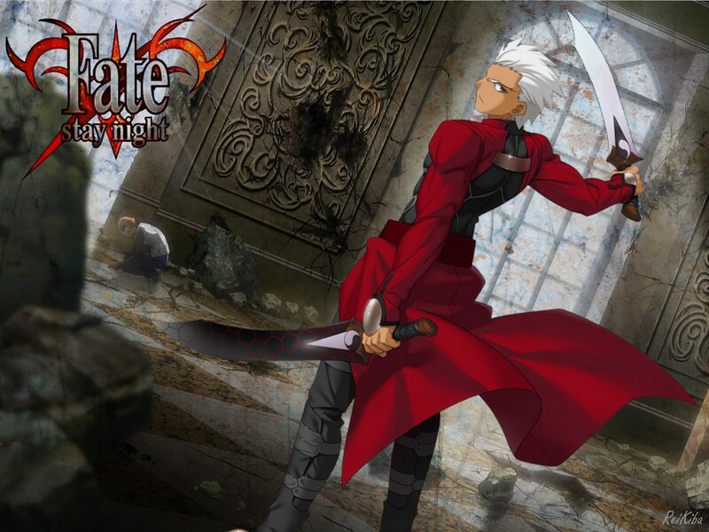 Anime Character with Swords — Red